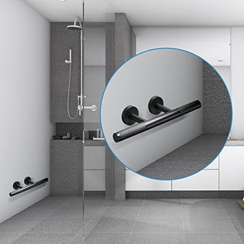 SPA Wall Mounted Foot Rest for Leg Shaving, Knurled Brass Bar, Matte Black