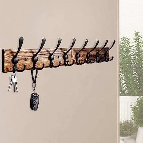 Burnt Brown Wall Mount Coat Rack 31.5'' for Living Room & Bathroom