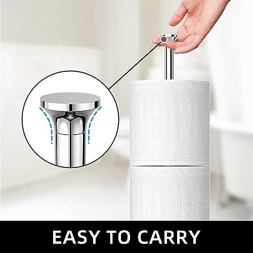 Free-Standing Stainless Steel Toilet Paper Holder Stand with Reserve Function for Bathroom & Toilet Rolls Storage