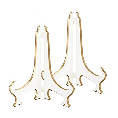 Artliving 4" White Gold Plastic Picture Frame Stand (2 Pack) — White Gold