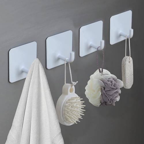 4-Packs Matte Black SUS304 Stainless Steel Towel Hooks for Bathroom or Kitchen — White