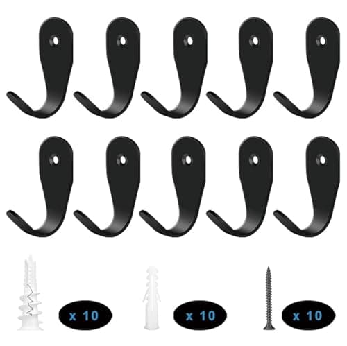 Heavy Duty Black Wall Hooks, 6pcs for Coats, Towels, Bags — style2-10P