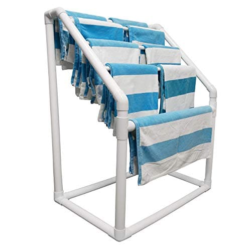 White Essence 5 Bar Pool Towel Rack | Free Standing Storage Organizer Style 674123