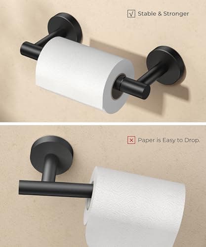 FORIOUS Matte Black Wall-Mounted Toilet Paper Holder