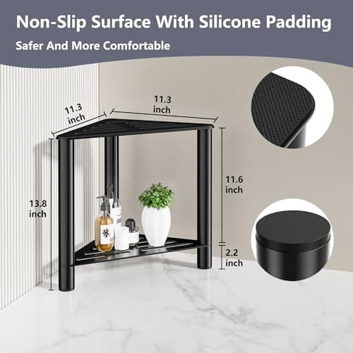 Shower Stool for Shaving Legs and Bench for Small Spaces-Black