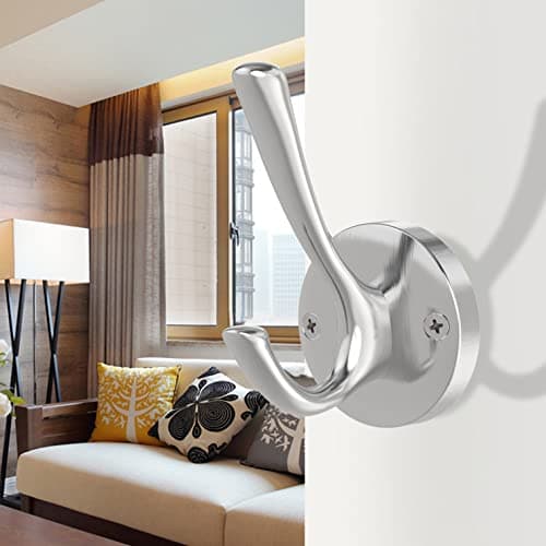4 Pack Brushed Nickel Heavy Duty Wall Hooks for Coat Towels Bathrooms Garage