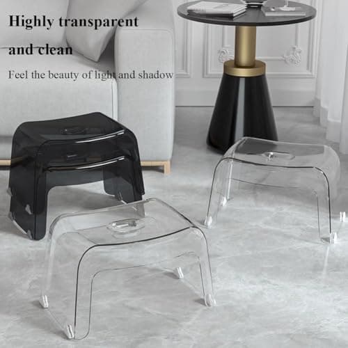 2PC Black Acrylic Shower Footstool for Indoor & Outdoor Use