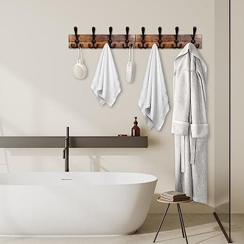 Burnt Brown Wall Mount Coat Rack 31.5'' for Living Room & Bathroom
