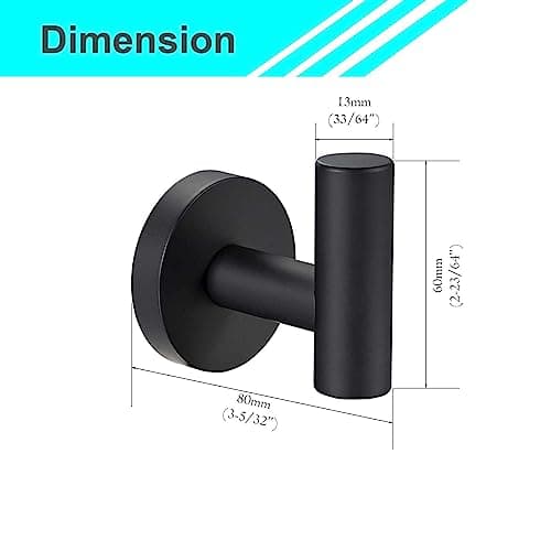 Modket 4 Pack Matte Black 304 Stainless Steel Bathroom Towel Hooks Holder
