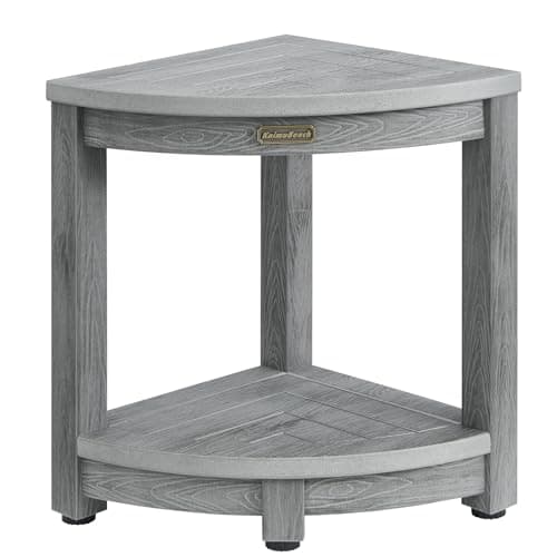 Shower Stool for Inside Shower with Adjustable Feet, Non-Slip, White — Grey