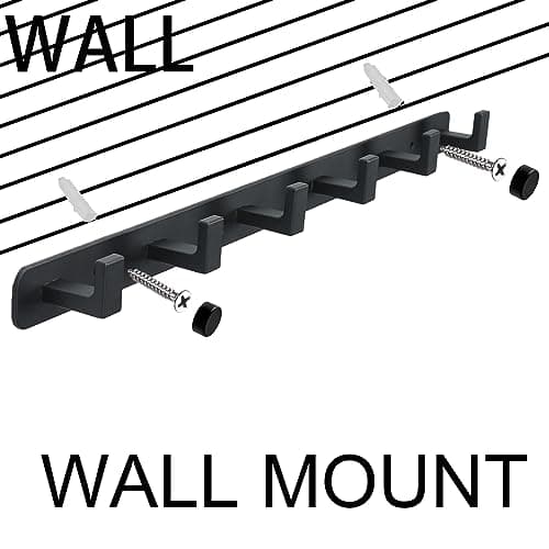 Heavy Duty 6-Hook Stainless Steel Coat Rack, Black, Bathroom & Kitchen Storage