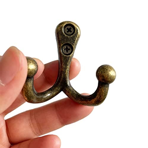 Vintage Heavy Duty Coat Hooks (5 Pack) for Hanging Clothes and Accessories