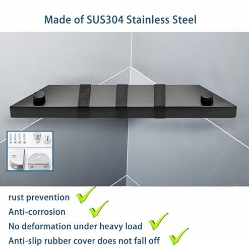 Stainless Steel Non-Slip Shower Foot Rest for Leg Shaving (Matte Black)