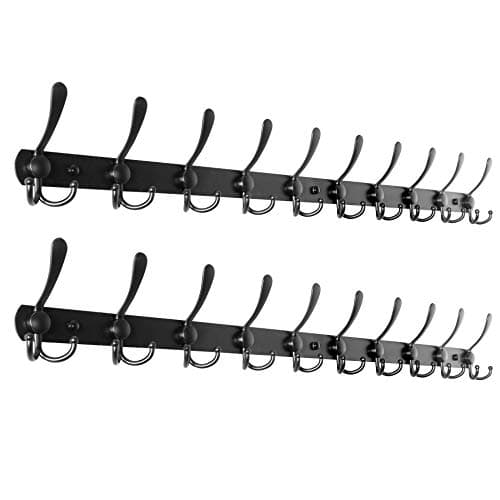 Chromed 10-Triple-Hook WEBI Coat Rack Wall Mount — Black