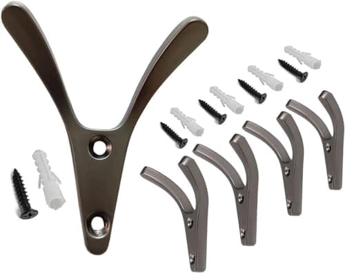 Heavy Duty Black Wall Hooks for Coats, Towels & Keys (Nickel, 5 Pac) — Gun Grey