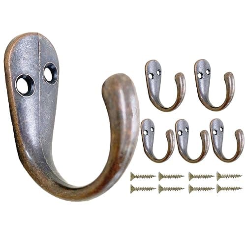 Black 6-Pack Antique Jacket Hooks for Entryway Heavy Duty Wall Mount — Copper
