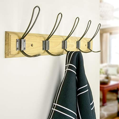 Rustic Black Metal Wall Hooks, 5pcs, Heavy Duty