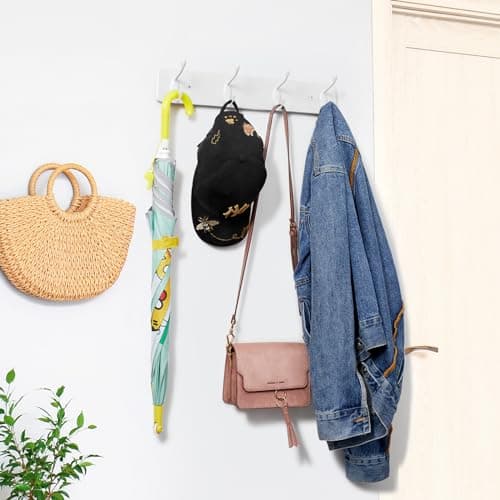 White Coat Hooks Wall Mounted for Various Items - Entryway Decor for Organizing