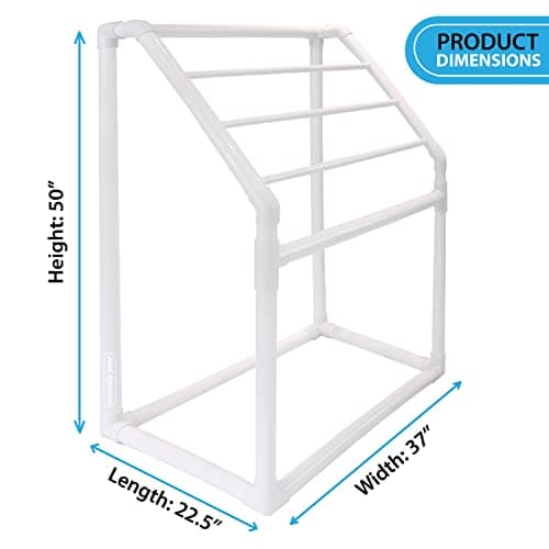 White Essence 5 Bar Pool Towel Rack | Free Standing Storage Organizer Style 674123