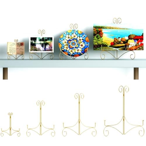 Gold Hinged 6” Table Stand, 2-Pack for Displaying Books, Art, Photos & Platters