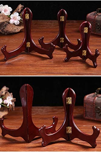 5 Inch Wooden Mahogany Finish Foldable Display Stand