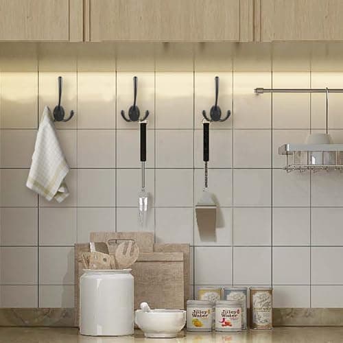 Heavy Duty Triple Coat Hooks Wall Mounted - Set of 14 with Screws, Black - Utility Hooks for Coat, Bag, Towel, Umbrella - Retro Style - Rustic Design - Ideal for Home or Office