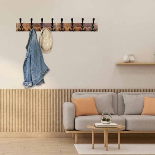 Burnt Brown Wall Mount Coat Rack 31.5'' for Living Room & Bathroom