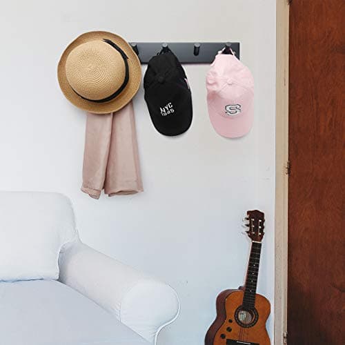 WEBI Wall Mounted Coat Rack with 5 Hooks, Black