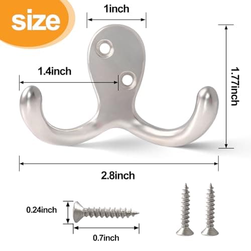 20 Pack Heavy Duty Silver Coat Hooks for Wall Hanging