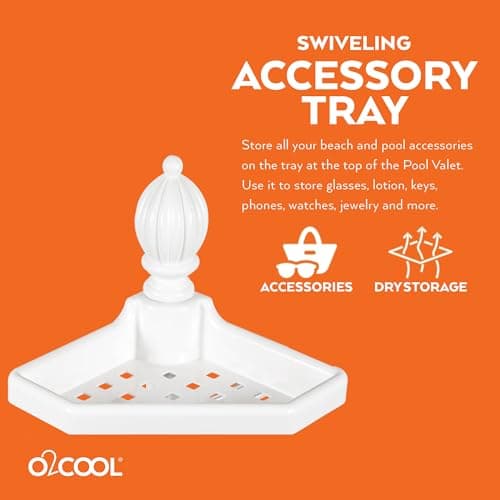 O2COOL Adjustable Pool & Patio Towel Holder, White