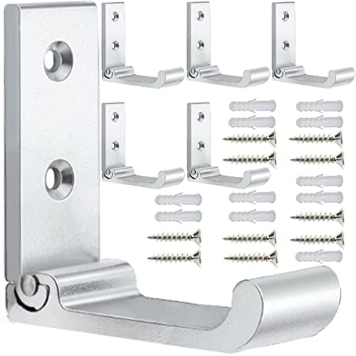 Matte Black 6PCS Aluminum Alloy Coat & Towel Hooks Heavy Duty Indoor Outdoor — 10PCS-Silvery