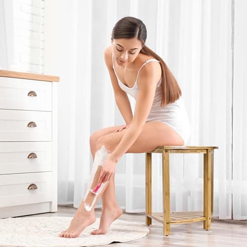 Sorbus Waterproof Bamboo Shower Stool with Shelf for Inside Bath