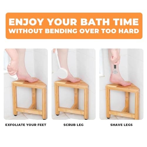 Triangle-Shaped 13.2 in Corner Shower Stool for Foot Rest and Shaving