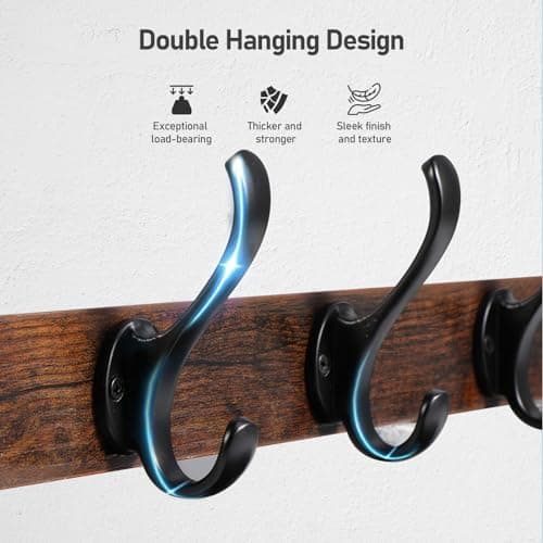 Tatub Rustic 29" Wall Mount Coat Rack with Shelf, Black