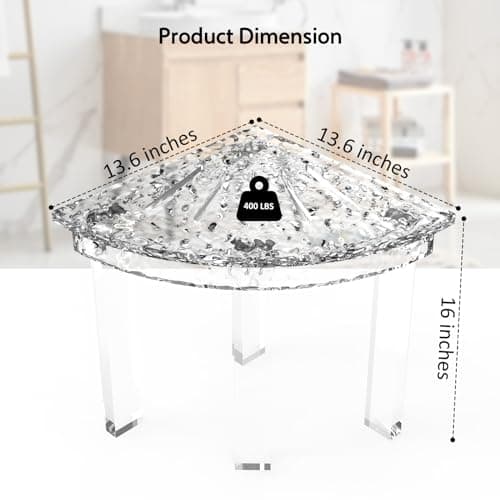 Waterproof Acrylic Shower Bench for Compact Showers & Corner Shasters