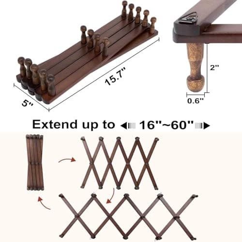 Qiannhee Brown Solid Wood Hat Rack with 14 Hooks for Wall