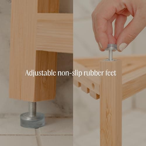 ATALIA Corner Shower Stool - Waterproof Bamboo Leg Shaver Rest with Storage Shelf