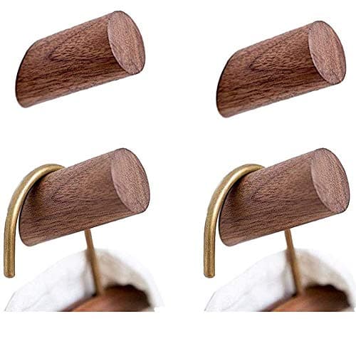 Rustic Walnut Wood Wall Hooks 4 Pack Heavy Duty Coat Hooks (4 Pack)