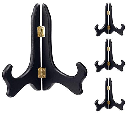 VERNUOS 7 Inch Black Wooden Display Stand for Photos and Plates