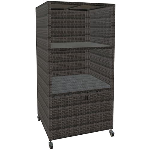 Outdoor Poolside Towel Rack with Rolling Wheels, Brown