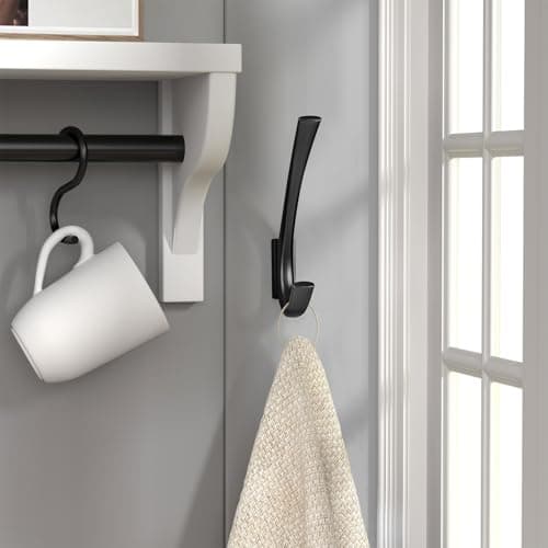 Heavy Duty Matte Black Towel Hooks, 4 Packs, 5.7 Inch Coat Hooks