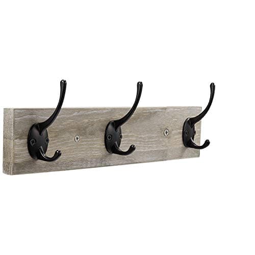 Vintage Rustic Wooden Wall Mounted Coat Rack with 3 Hooks for Entryway