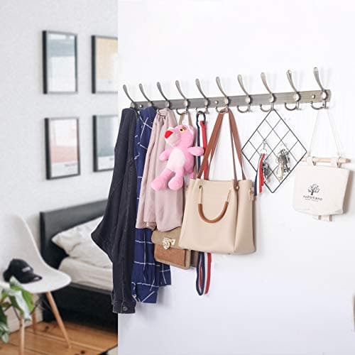Chromed 10-Triple-Hook WEBI Coat Rack Wall Mount