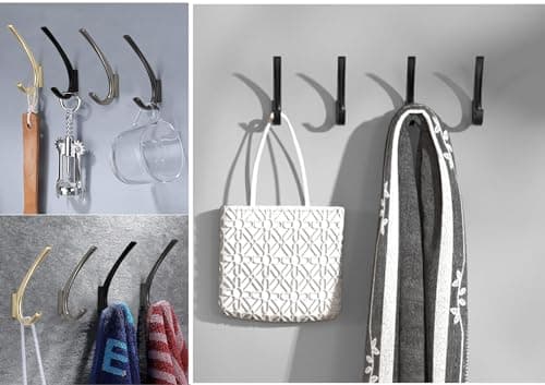 Heavy Duty 4 Pack Matt Black Coat Hooks for Wall