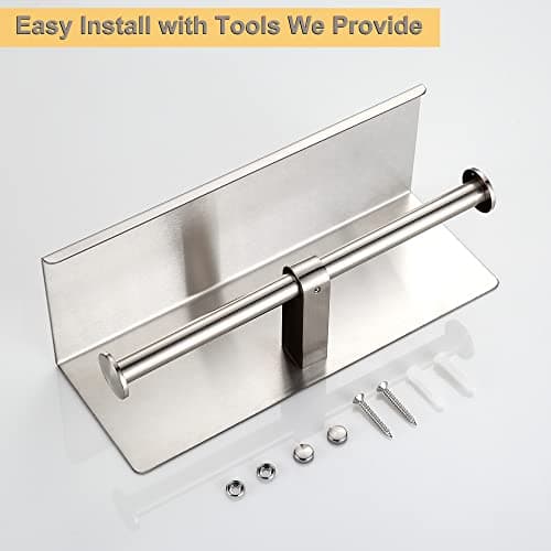 Bathroom Toilet Paper Holder with Shelf, Brushed Nickel, 304 Stainless Steel