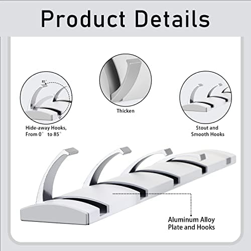 Wesiti Floating Wall Coat Rack with Hooks, White
