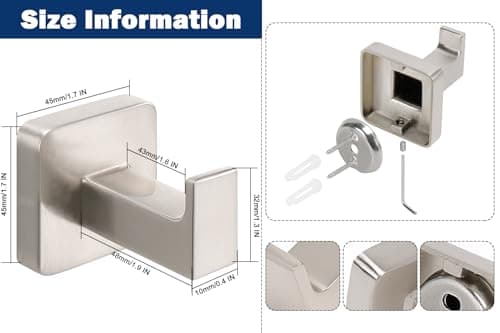 NearMoon SUS304 Stainless Steel Bath Towel Hooks - 3 Pack (Brushed Nickel)
