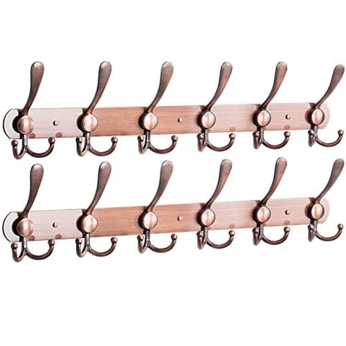 NearMoon Heavy Duty Coat Rack, 5 Hooks, Matte Black, Wall Mount Towel & Hat Hooks — Antique Copper