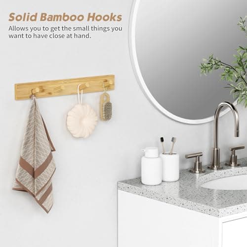 Forbena Natural Wood Coat Rack, 16 Hooks, Wall Mount Set - Kids &amp; Girls Room