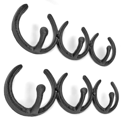 Vintage Black Rustic Farmhouse Ambipolar 2-Pack Deer Antler Style Coat Hooks — horse shoe 2 pcs